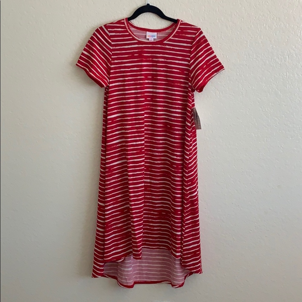 NWT lularoe Carly red striped dress